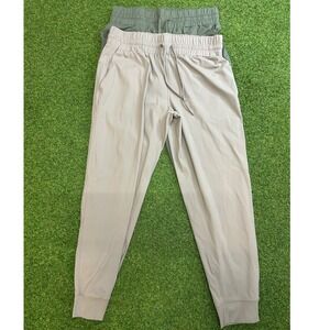 Mens Joggers Bundle Set of 2 Recycled Nylon Spandex Athletic Pants Gray Green L